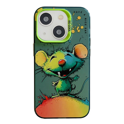 iPhone 13 Case - Animal Oil Painting Design, Durable PC + TPU Cover