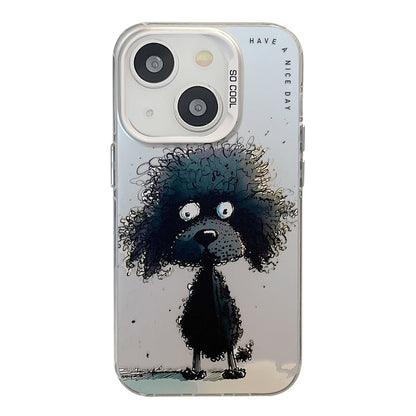 iPhone 15 Plus Case - Animal Oil Painting Design, Durable PC + TPU Cover