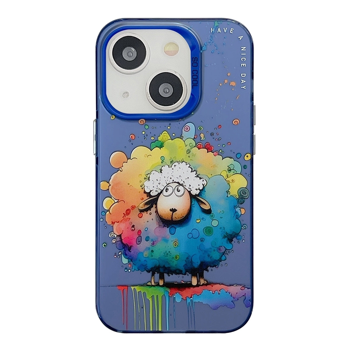 iPhone 15 Plus Case - Animal Oil Painting Design, Durable PC + TPU Cover