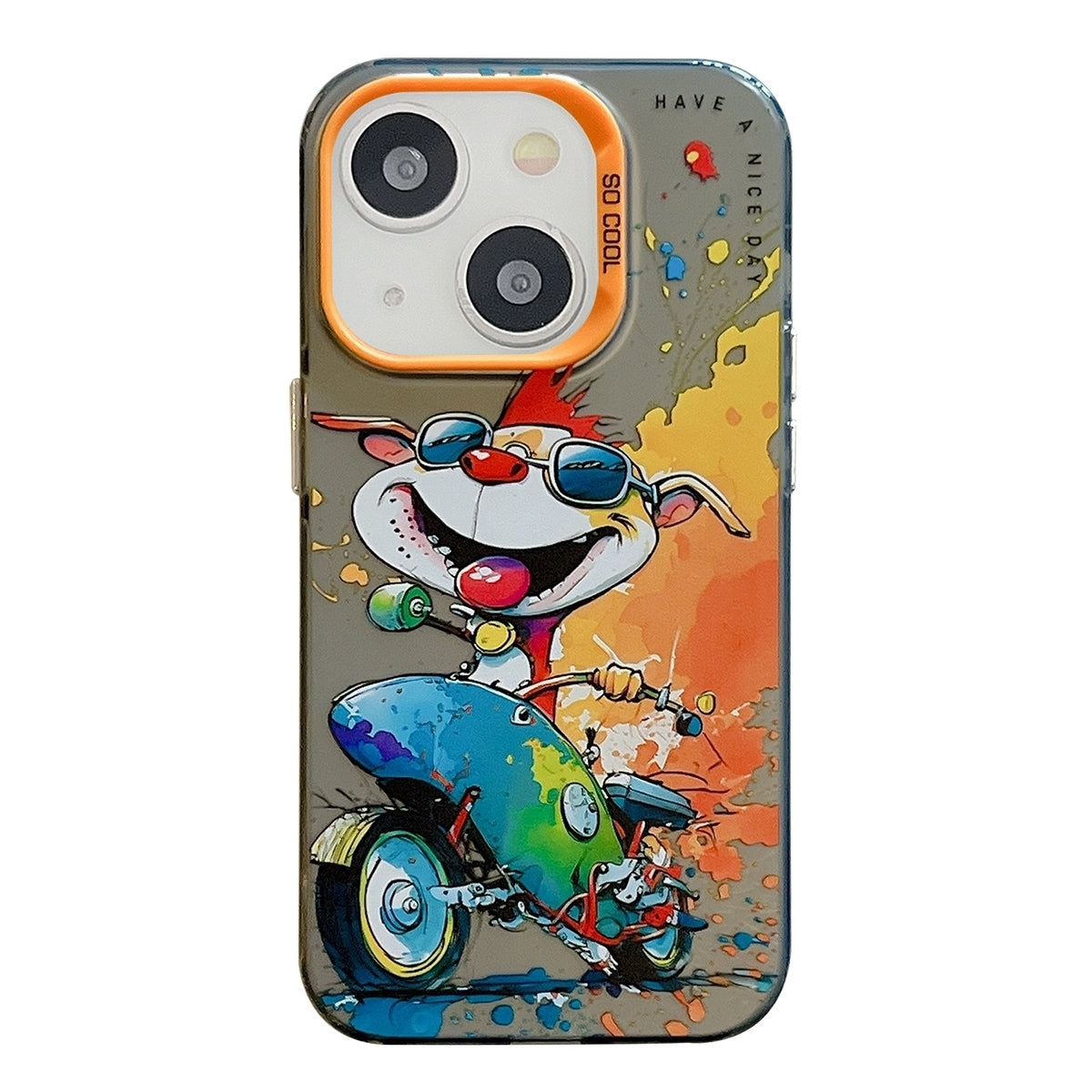 iPhone 15 Plus Case - Animal Oil Painting Design, Durable PC + TPU Cover