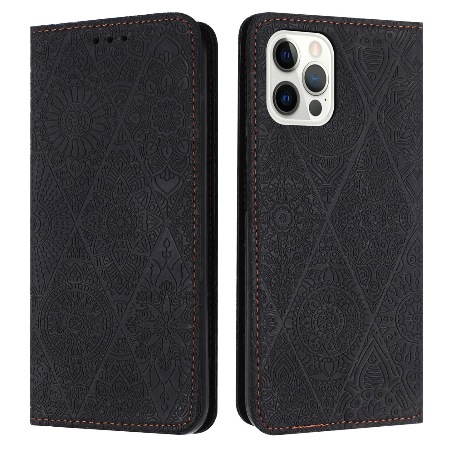 iPhone 15 Pro Ethnic Embossed Adsorption Leather Phone Case