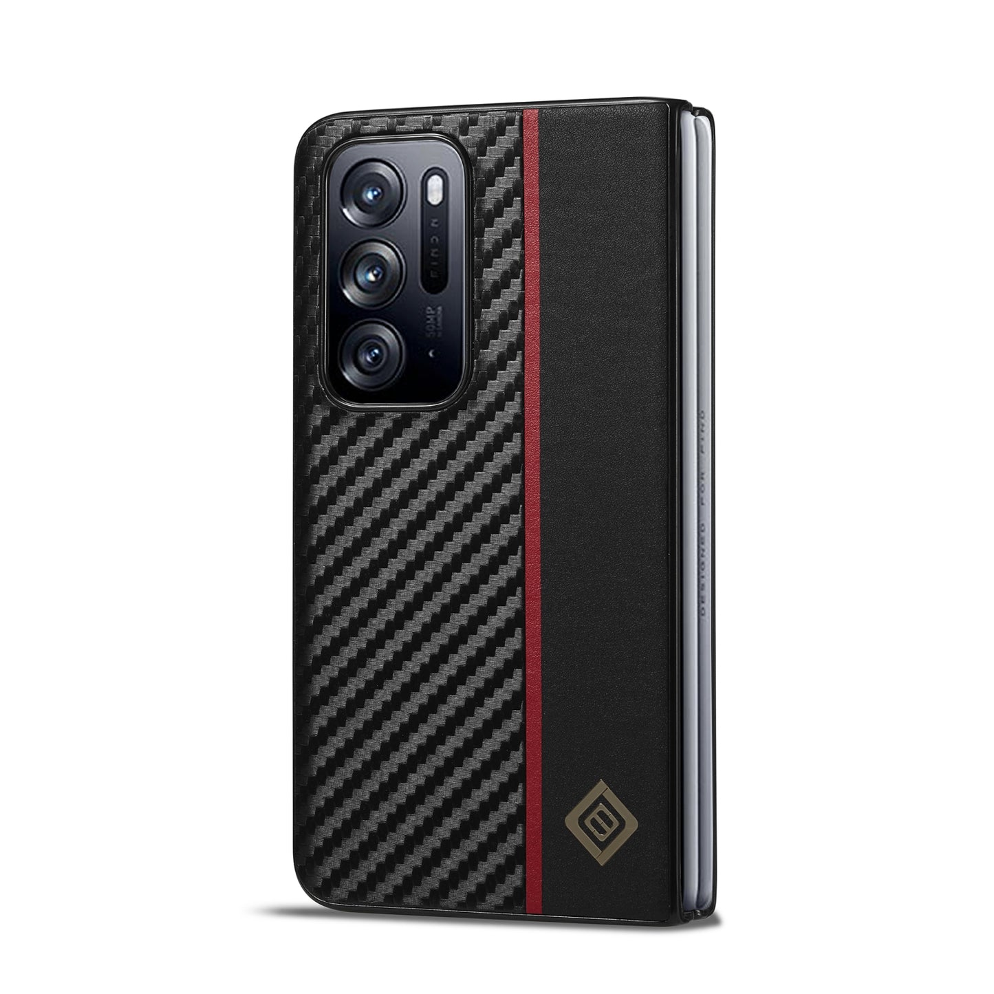 OPPO Find N 3-in-1 Carbon Fibre Texture Phone Case: Light, Shockproof & Sweatproof Protection - Black