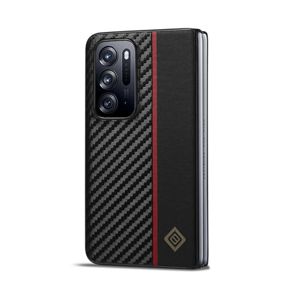 OPPO Find N 3-in-1 Carbon Fibre Texture Phone Case: Light, Shockproof & Sweatproof Protection - Black