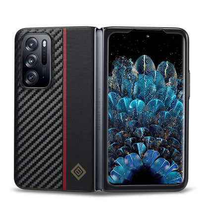 OPPO Find N 3-in-1 Carbon Fibre Texture Phone Case: Light, Shockproof & Sweatproof Protection - Black