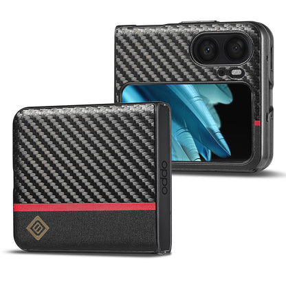 OPPO Find N2 Flip 3-in-1 Carbon Fibre Texture Phone Case: Light, Shockproof & Sweatproof Protection - Black