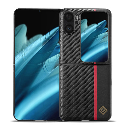 OPPO Find N2 Flip 3-in-1 Carbon Fibre Texture Phone Case: Light, Shockproof & Sweatproof Protection - Black