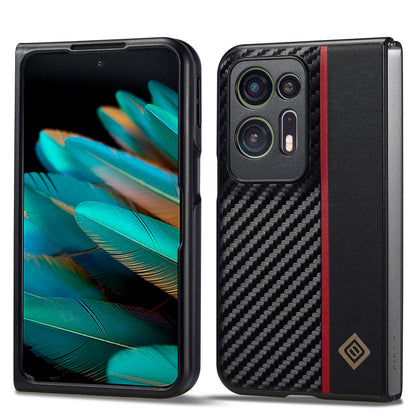 OPPO Find N2 3-in-1 Carbon Fibre Texture Phone Case: Light, Shockproof & Sweatproof Protection - Black