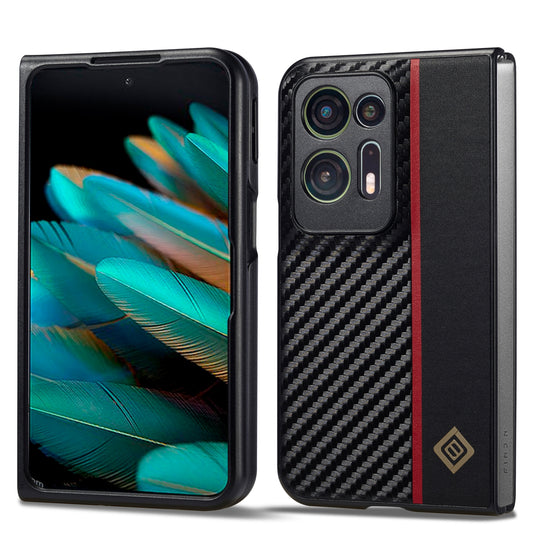 OPPO Find N2 3-in-1 Carbon Fibre Texture Phone Case: Light, Shockproof & Sweatproof Protection - Black