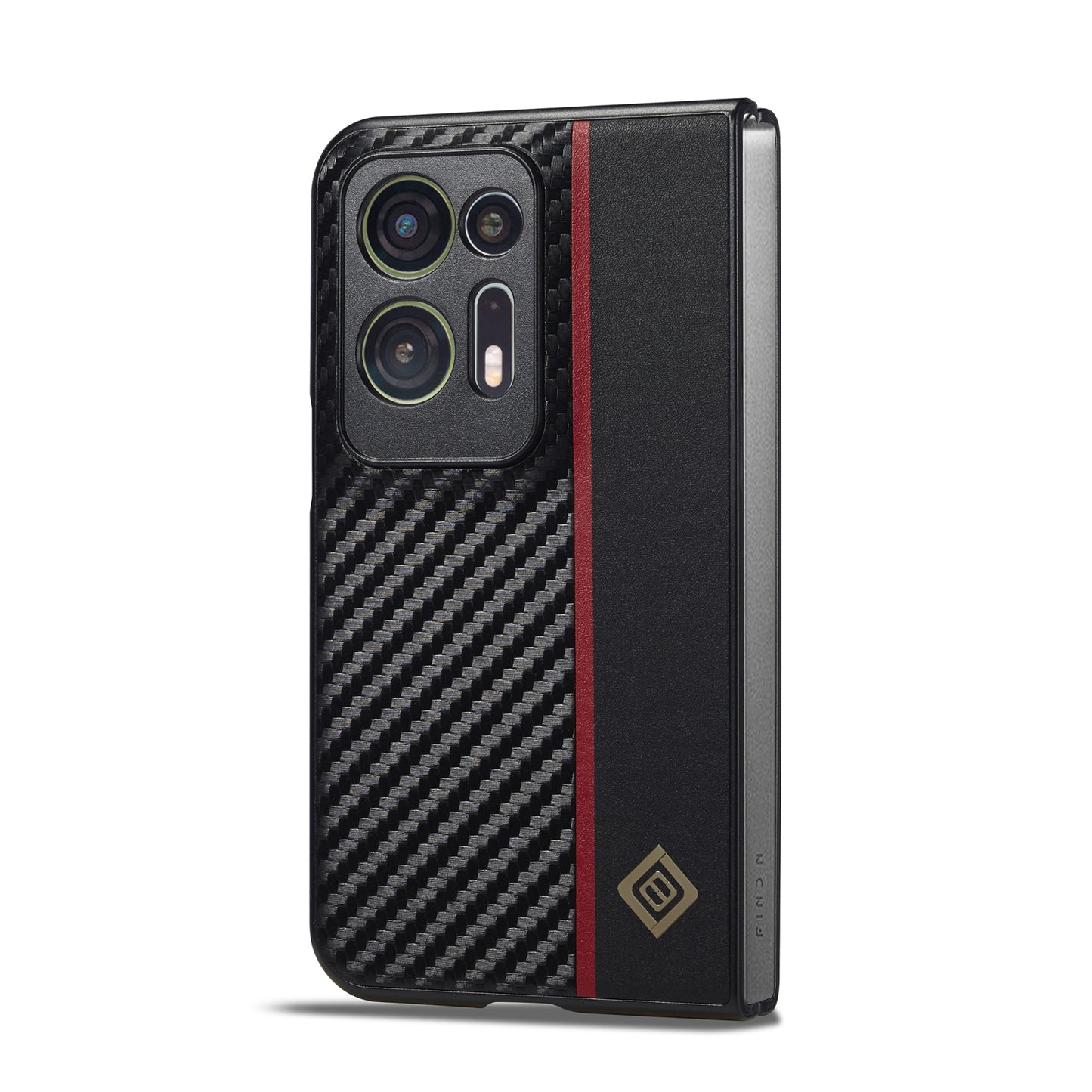 OPPO Find N2 3-in-1 Carbon Fibre Texture Phone Case: Light, Shockproof & Sweatproof Protection - Black