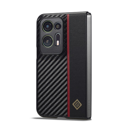 OPPO Find N2 3-in-1 Carbon Fibre Texture Phone Case: Light, Shockproof & Sweatproof Protection - Black