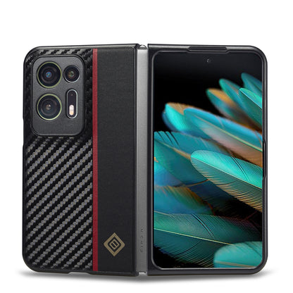 OPPO Find N2 3-in-1 Carbon Fibre Texture Phone Case: Light, Shockproof & Sweatproof Protection - Black