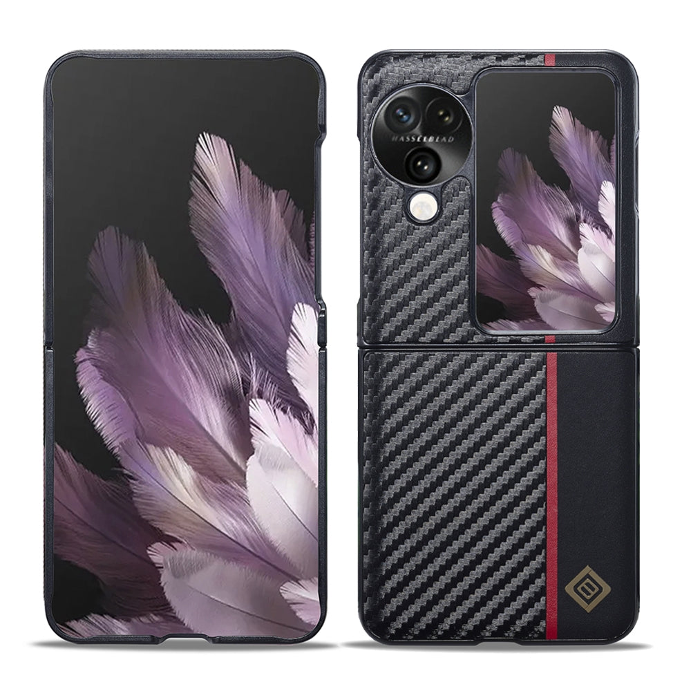 OPPO Find N3 Flip 3-in-1 Carbon Fibre Texture Phone Case: Light, Shockproof & Sweatproof Protection - Black