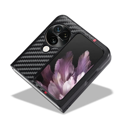 OPPO Find N3 Flip 3-in-1 Carbon Fibre Texture Phone Case: Light, Shockproof & Sweatproof Protection - Black