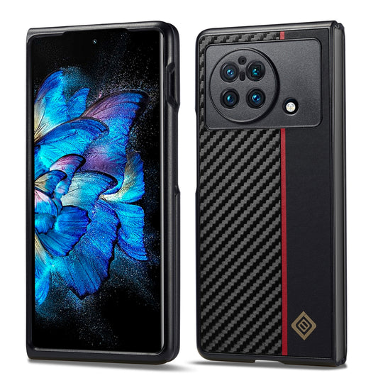 vivo X Fold 3-in-1 Carbon Fibre Texture Phone Case: Light, Shockproof & Sweatproof Protection - Black