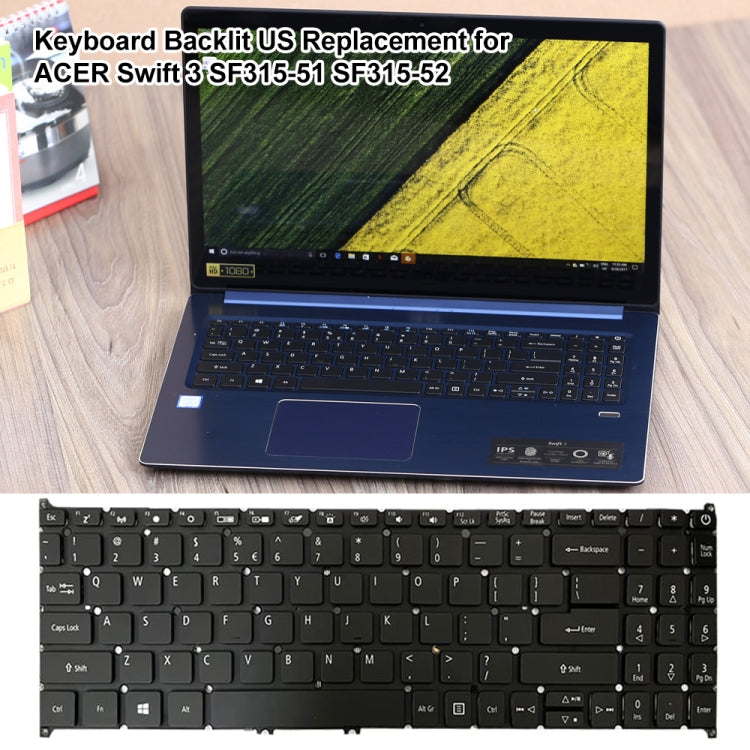 Acer Swift 3 SF315-51 US Version Backlit Keyboard Replacement - Compatible with Swift 3 SF314-52
