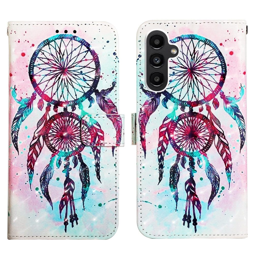 Samsung Galaxy A15 Leather Flip Phone Case with 3D Painted Design, Card Holder, Wallet & Stand Function - Durable Protection & Easy Access