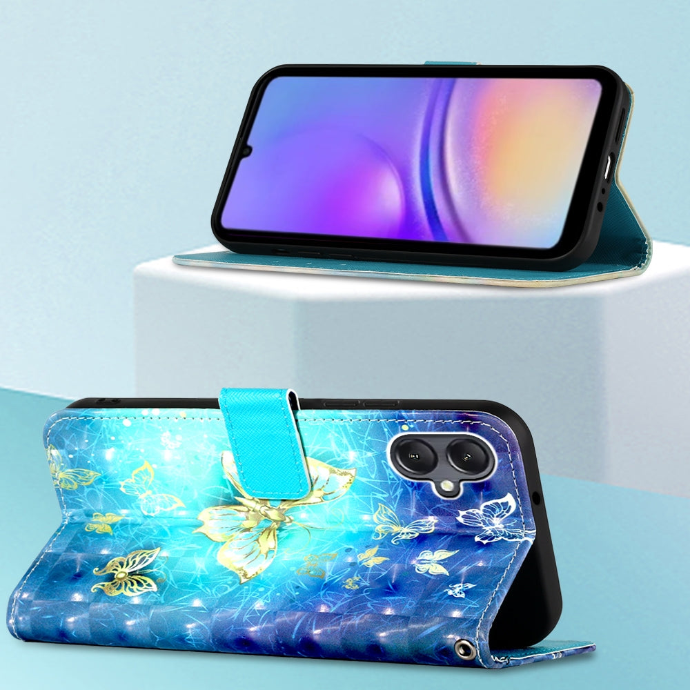 Samsung Galaxy A05 Leather Flip Phone Case with 3D Painted Design, Card Holder, Wallet & Stand Function - Durable Protection & Easy Access