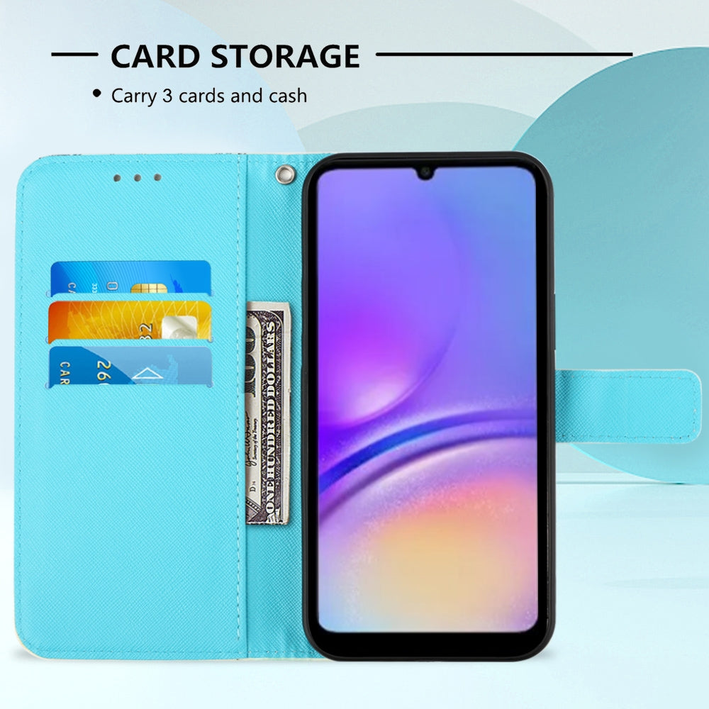 Samsung Galaxy A05 Leather Flip Phone Case with 3D Painted Design, Card Holder, Wallet & Stand Function - Durable Protection & Easy Access