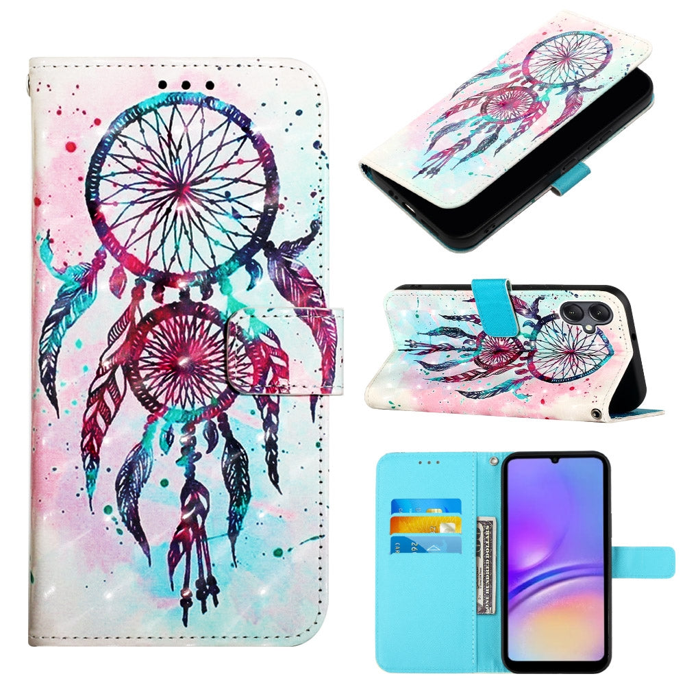 Samsung Galaxy A05 Leather Flip Phone Case with 3D Painted Design, Card Holder, Wallet & Stand Function - Durable Protection & Easy Access