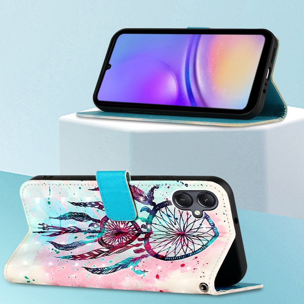 Samsung Galaxy A05 Leather Flip Phone Case with 3D Painted Design, Card Holder, Wallet & Stand Function - Durable Protection & Easy Access