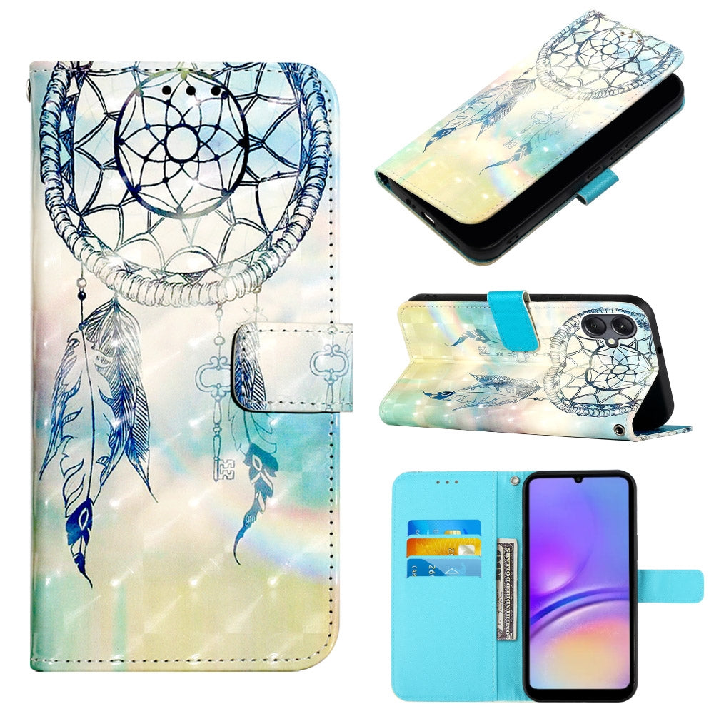 Samsung Galaxy A05 Leather Flip Phone Case with 3D Painted Design, Card Holder, Wallet & Stand Function - Durable Protection & Easy Access
