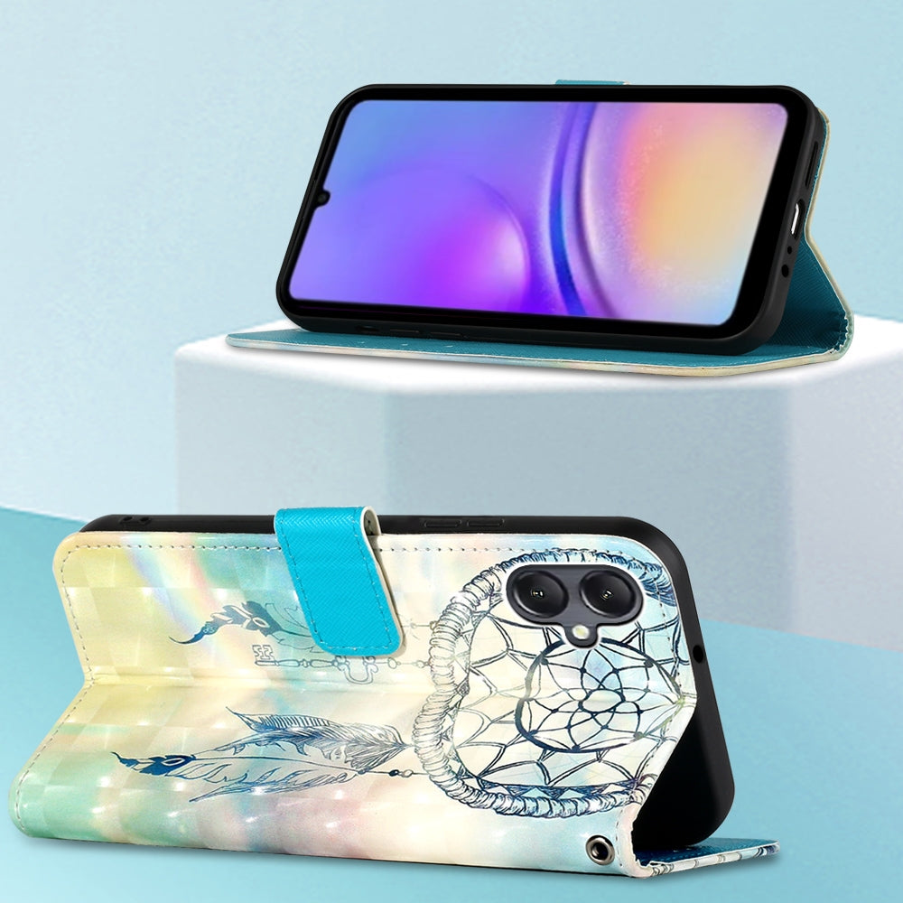 Samsung Galaxy A05 Leather Flip Phone Case with 3D Painted Design, Card Holder, Wallet & Stand Function - Durable Protection & Easy Access