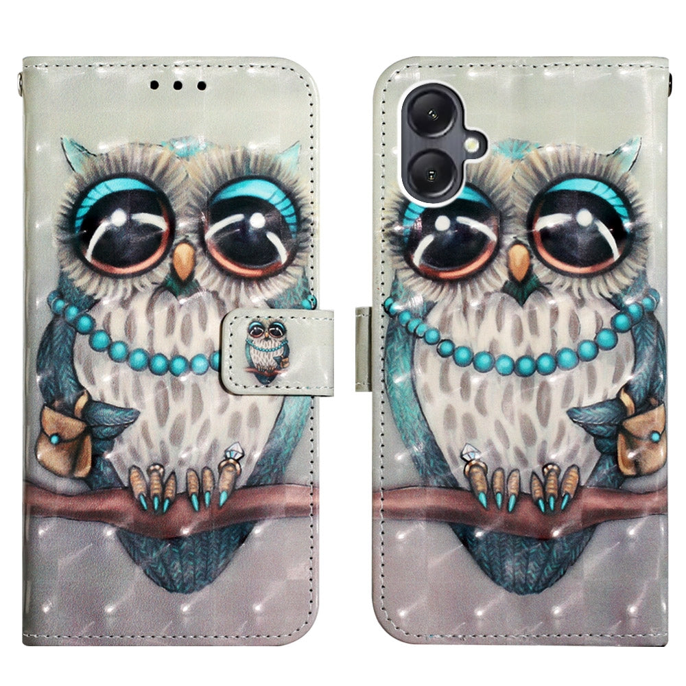 Samsung Galaxy A05 Leather Flip Phone Case with 3D Painted Design, Card Holder, Wallet & Stand Function - Durable Protection & Easy Access