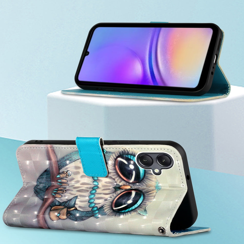 Samsung Galaxy A05 Leather Flip Phone Case with 3D Painted Design, Card Holder, Wallet & Stand Function - Durable Protection & Easy Access