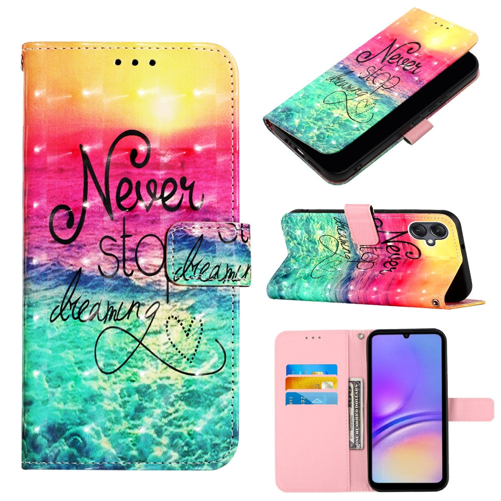 Samsung Galaxy A05 Leather Flip Phone Case with 3D Painted Design, Card Holder, Wallet & Stand Function - Durable Protection & Easy Access