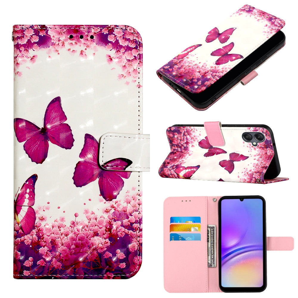 Samsung Galaxy A05 Leather Flip Phone Case with 3D Painted Design, Card Holder, Wallet & Stand Function - Durable Protection & Easy Access