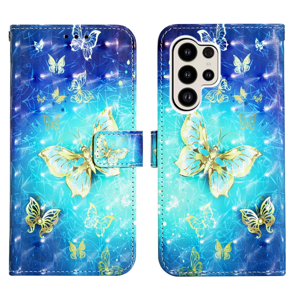 Samsung Galaxy S24 Ultra 5G Leather Flip Phone Case with 3D Painted Design, Card Holder, Wallet & Stand Function - Durable Protection & Easy Access