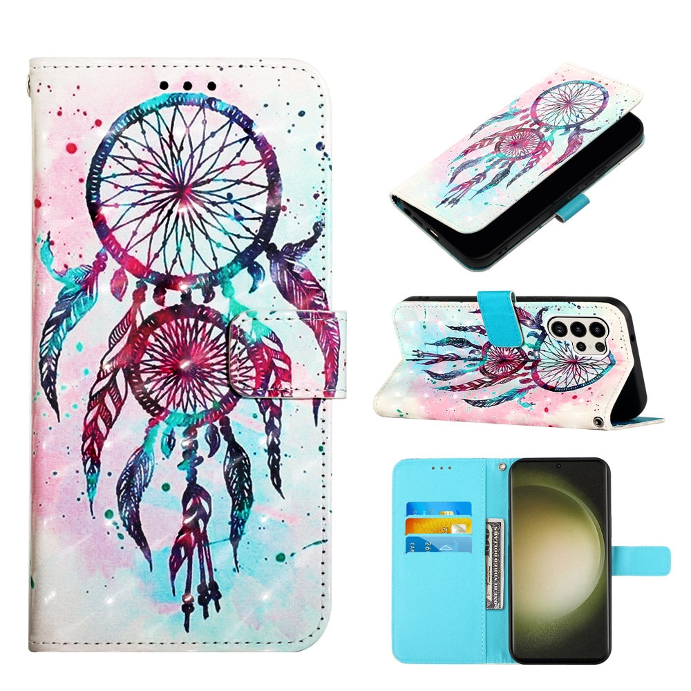Samsung Galaxy S24 Ultra 5G Leather Flip Phone Case with 3D Painted Design, Card Holder, Wallet & Stand Function - Durable Protection & Easy Access