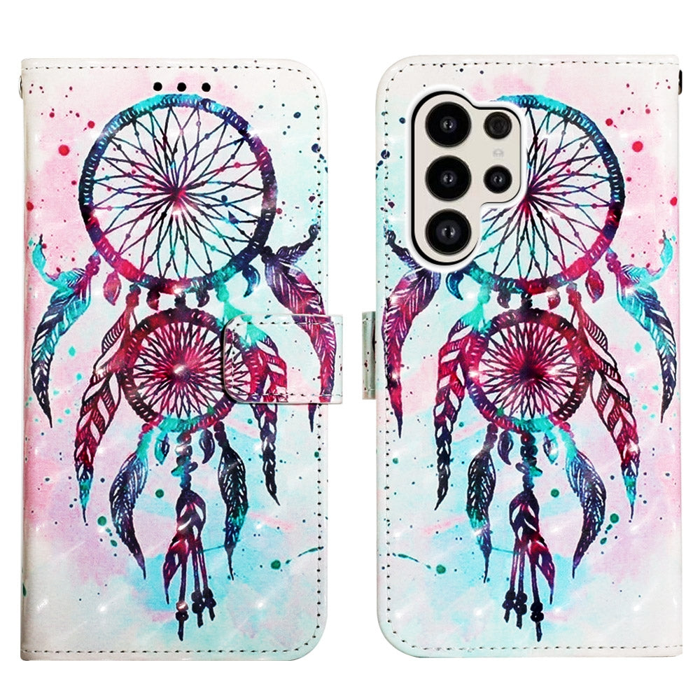 Samsung Galaxy S24 Ultra 5G Leather Flip Phone Case with 3D Painted Design, Card Holder, Wallet & Stand Function - Durable Protection & Easy Access