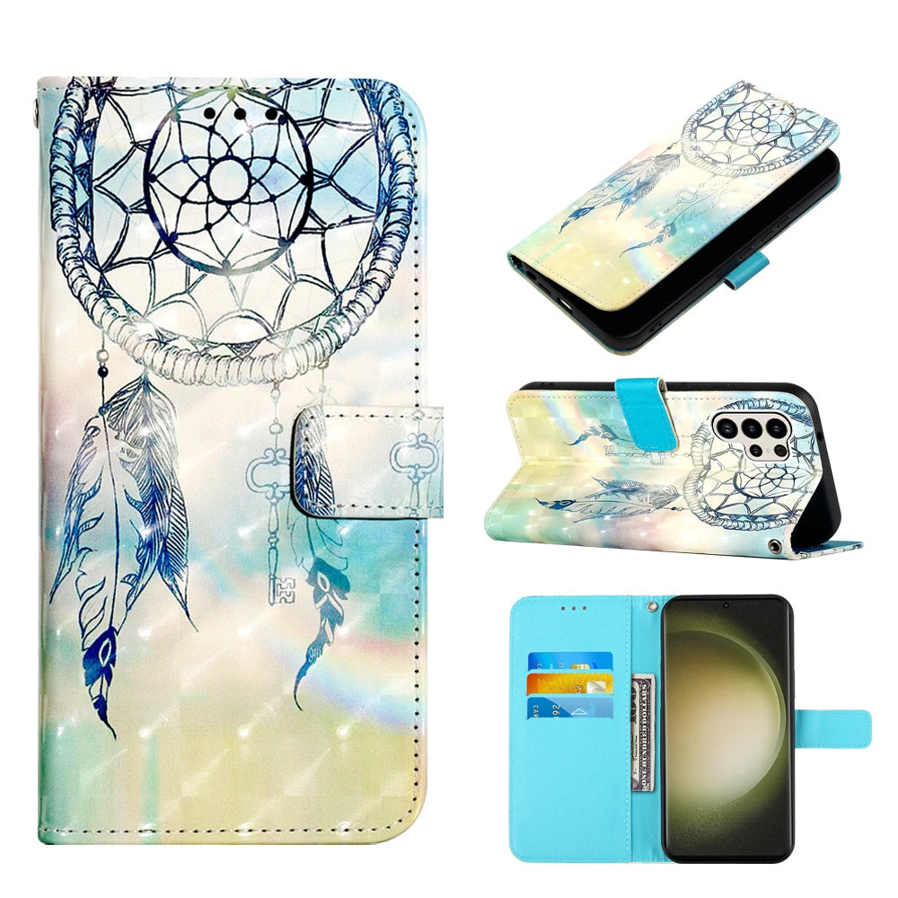Samsung Galaxy S24 Ultra 5G Leather Flip Phone Case with 3D Painted Design, Card Holder, Wallet & Stand Function - Durable Protection & Easy Access
