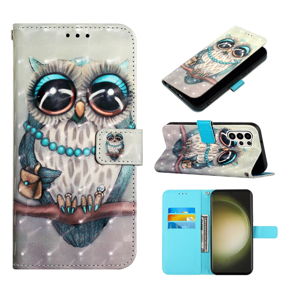Samsung Galaxy S24 Ultra 5G Leather Flip Phone Case with 3D Painted Design, Card Holder, Wallet & Stand Function - Durable Protection & Easy Access