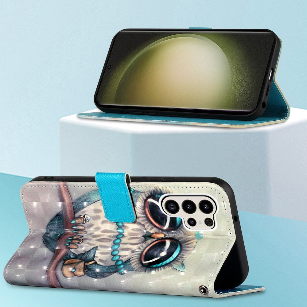 Samsung Galaxy S24 Ultra 5G Leather Flip Phone Case with 3D Painted Design, Card Holder, Wallet & Stand Function - Durable Protection & Easy Access