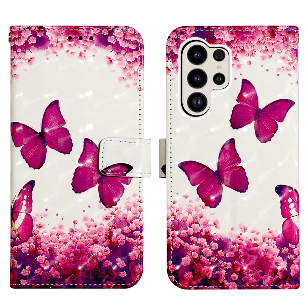 Samsung Galaxy S24 Ultra 5G Leather Flip Phone Case with 3D Painted Design, Card Holder, Wallet & Stand Function - Durable Protection & Easy Access