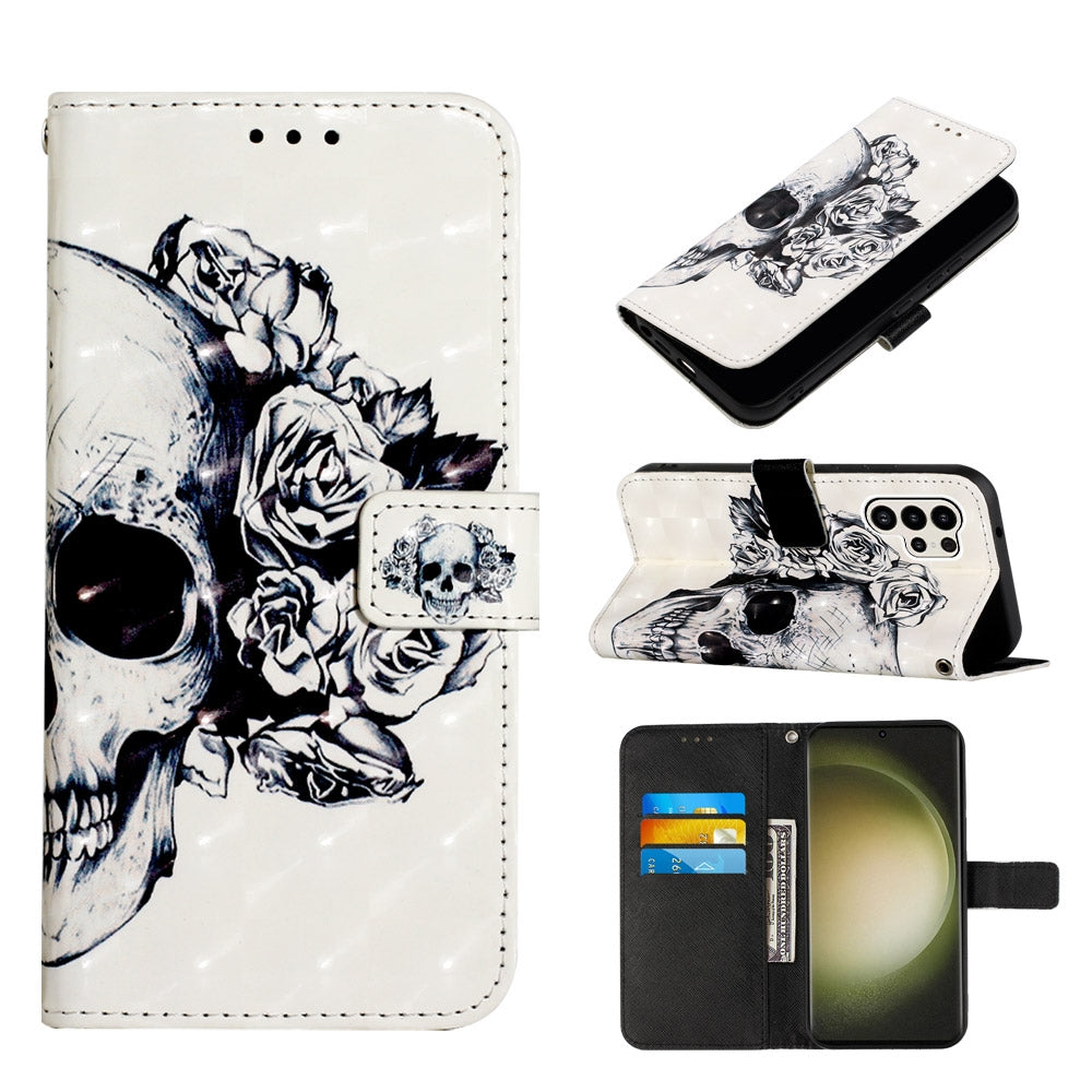 Samsung Galaxy S24 Ultra 5G Leather Flip Phone Case with 3D Painted Design, Card Holder, Wallet & Stand Function - Durable Protection & Easy Access