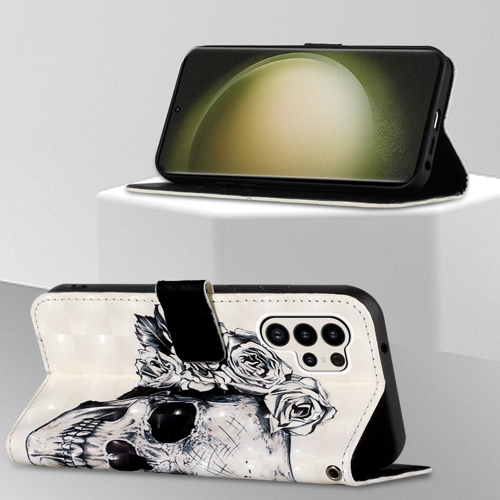 Samsung Galaxy S24 Ultra 5G Leather Flip Phone Case with 3D Painted Design, Card Holder, Wallet & Stand Function - Durable Protection & Easy Access