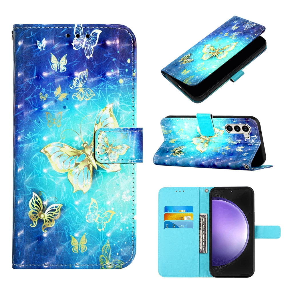 Samsung Galaxy S24+ 5G Leather Flip Phone Case with 3D Painted Design, Card Holder, Wallet & Stand Function - Durable Protection & Easy Access