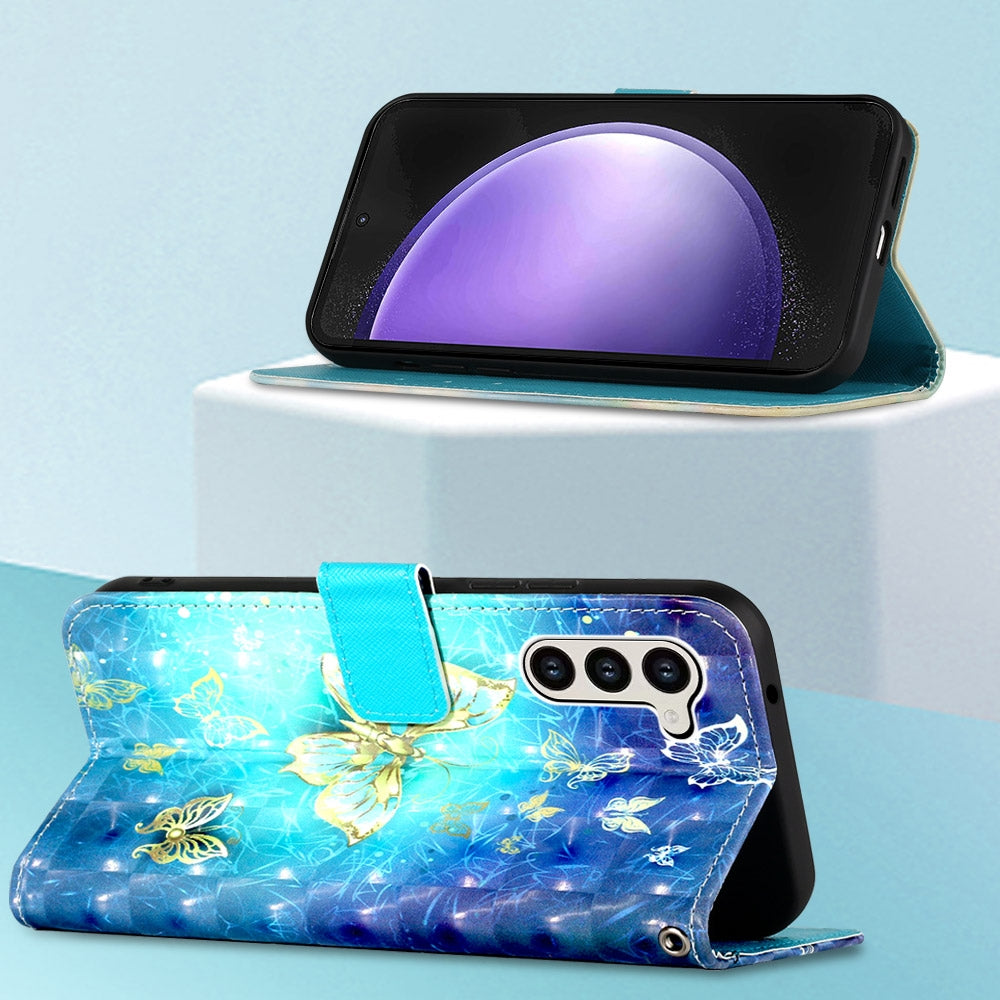 Samsung Galaxy S24 5G Leather Flip Phone Case with 3D Painted Design, Card Holder, Wallet & Stand Function - Durable Protection & Easy Access