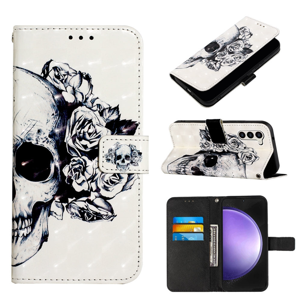 Samsung Galaxy S24 5G Leather Flip Phone Case with 3D Painted Design, Card Holder, Wallet & Stand Function - Durable Protection & Easy Access