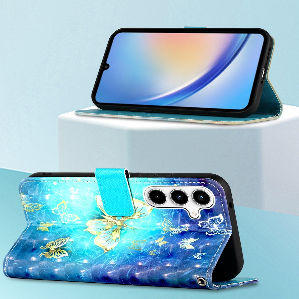 Samsung Galaxy A35 5G Leather Flip Phone Case with 3D Painted Design, Card Holder, Wallet & Stand Function - Durable Protection & Easy Access