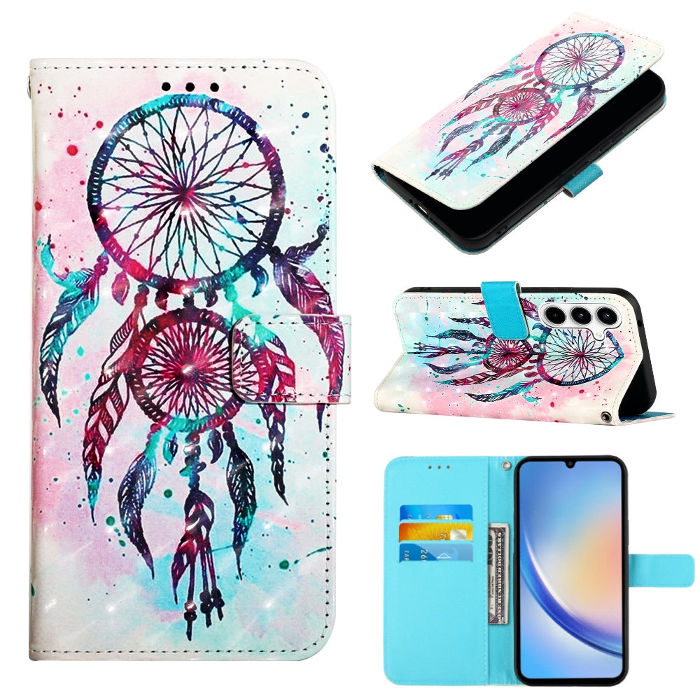 Samsung Galaxy A35 5G Leather Flip Phone Case with 3D Painted Design, Card Holder, Wallet & Stand Function - Durable Protection & Easy Access
