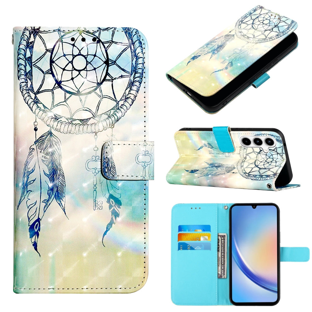 Samsung Galaxy A35 5G Leather Flip Phone Case with 3D Painted Design, Card Holder, Wallet & Stand Function - Durable Protection & Easy Access