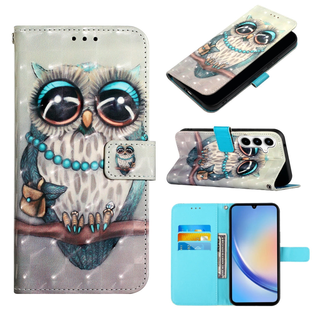 Samsung Galaxy A35 5G Leather Flip Phone Case with 3D Painted Design, Card Holder, Wallet & Stand Function - Durable Protection & Easy Access