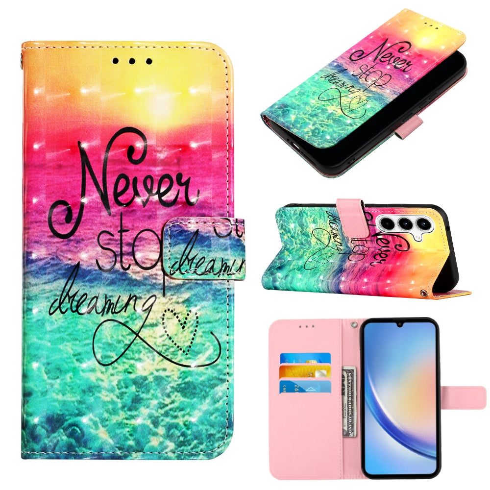 Samsung Galaxy A35 5G Leather Flip Phone Case with 3D Painted Design, Card Holder, Wallet & Stand Function - Durable Protection & Easy Access