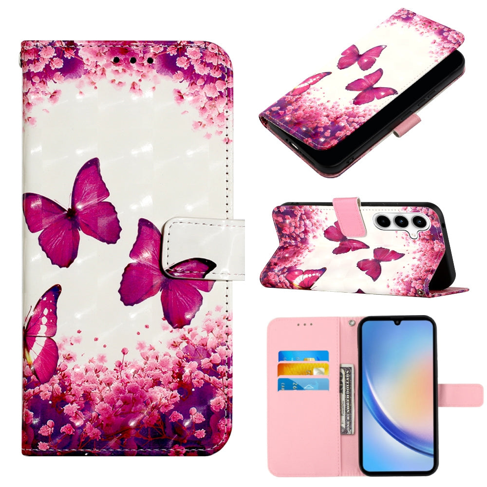 Samsung Galaxy A35 5G Leather Flip Phone Case with 3D Painted Design, Card Holder, Wallet & Stand Function - Durable Protection & Easy Access