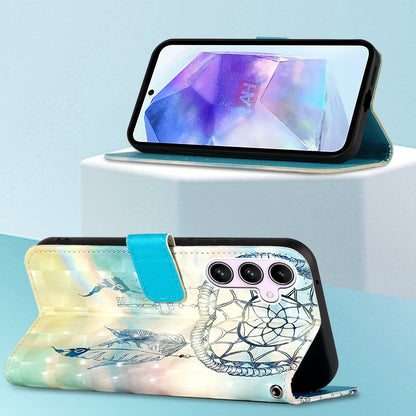 Samsung Galaxy A55 Leather Flip Phone Case with 3D Painted Design, Card Holder, Wallet & Stand Function - Durable Protection & Easy Access