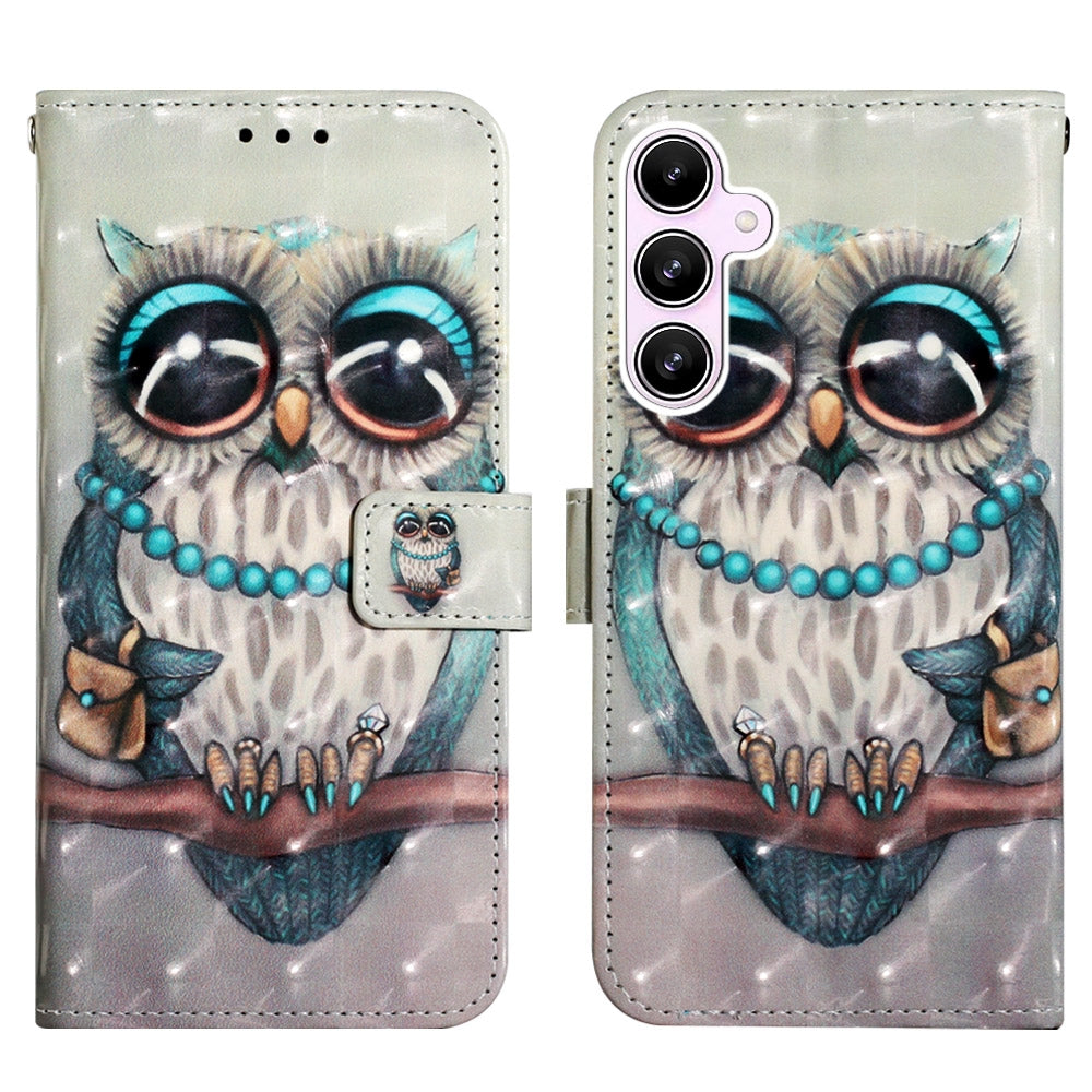 Samsung Galaxy A55 Leather Flip Phone Case with 3D Painted Design, Card Holder, Wallet & Stand Function - Durable Protection & Easy Access